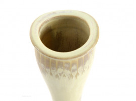 scandinavian vase in sand to ochre with a streak of green and textured rim by Gunnar Nylund for Rörstrand