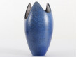 scandinavian organic “Undine” vase with spreckled blue glaze and grey interior by Hjördis Oldfors for Upsala Ekeby.