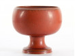 scandinavian footed bowl in reddish brown glaze by Stig Lindberg for Gustavsberg in 1979