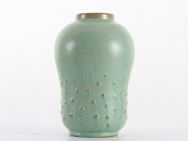 scandinavian ceramic Large gourd vase with relief dots by Ewald Dahlskog for Bo Fajans.