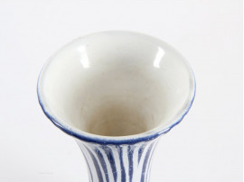 scandinavian ceramic Vase with textured stripes by Mari Simmulson for Upsala Ekeby.