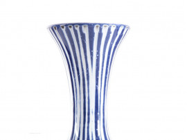 scandinavian ceramic Vase with textured stripes by Mari Simmulson for Upsala Ekeby.