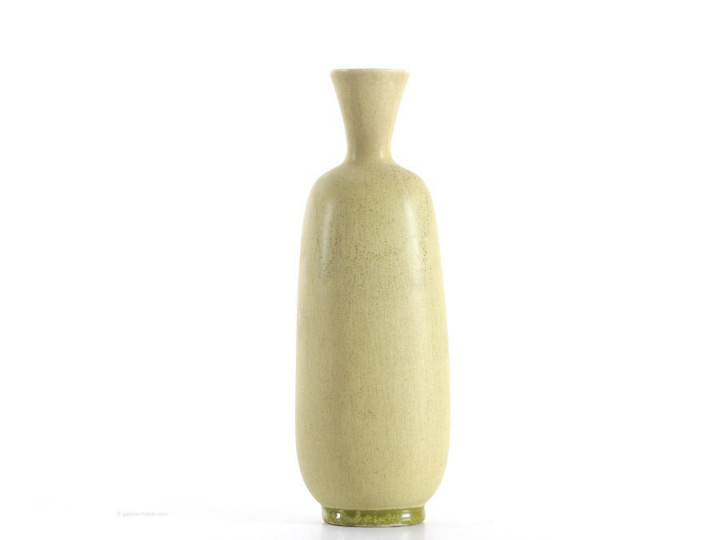 scandinavian vase with matte yellow to green glaze by Berndt Friberg for Gustavsberg