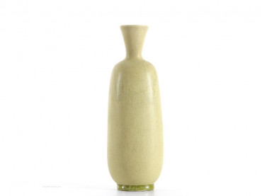 scandinavian vase with matte yellow to green glaze by Berndt Friberg for Gustavsberg