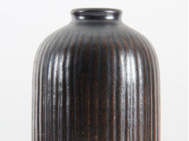 scandinavian unique textured and saltglazed vase by Arthur Andersson for Wallåkra.