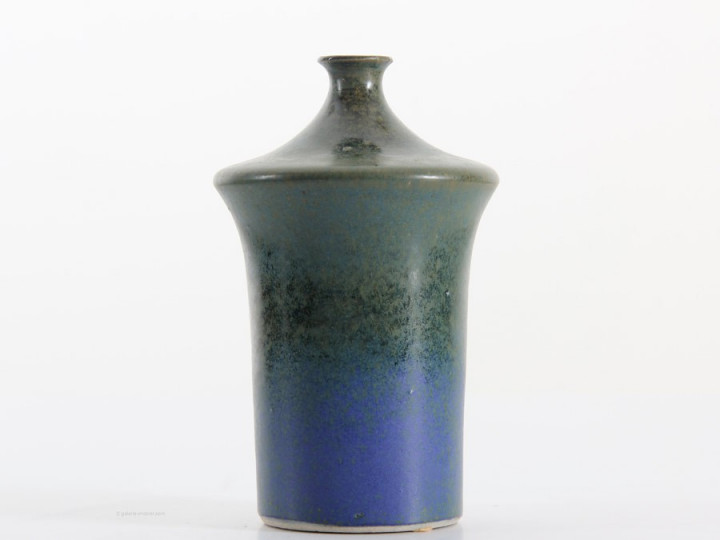 scandinavian vase blue glaze turning to green by Sven Hofverberg