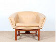  Fauteuil scandinave en cuir de Lennart Bender modèle Corona