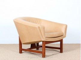  Fauteuil scandinave en cuir de Lennart Bender modèle Corona