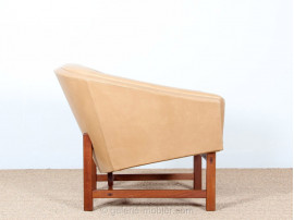  Fauteuil scandinave en cuir de Lennart Bender modèle Corona