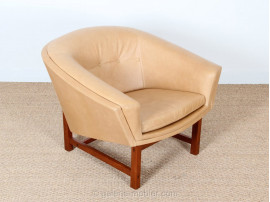  Fauteuil scandinave en cuir de Lennart Bender modèle Corona