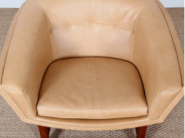  Fauteuil scandinave en cuir de Lennart Bender modèle Corona