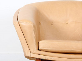  Fauteuil scandinave en cuir de Lennart Bender modèle Corona