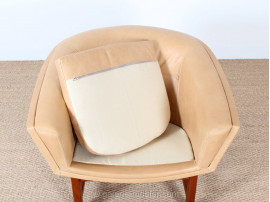  Fauteuil scandinave en cuir de Lennart Bender modèle Corona