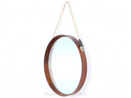 miroir circulaire scandinave en teck 