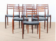 Suite de 6 chaises scandinaves en palissandre de Rio N° 78