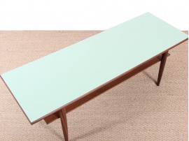 Table basse scandinave en teck et stratifié vert pâle 