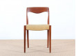 Suite de 4 chaises scandinaves en teck, tissu Pierre Frey