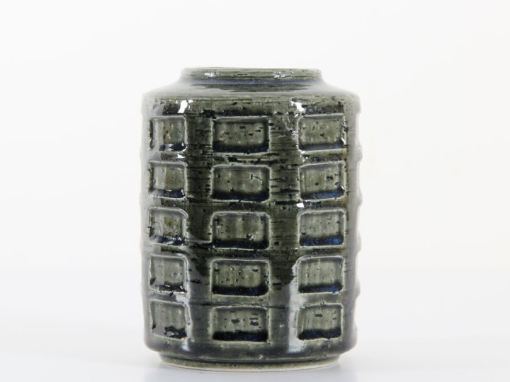 Palshus Blue & Green Vase w/Incised Rectangles