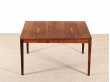 Danish modern square coffee table in Rio rosewood