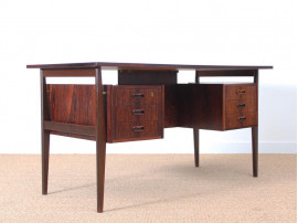 Grand bureau scandinave en palissandre de Rio