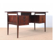 Grand bureau scandinave en palissandre de Rio