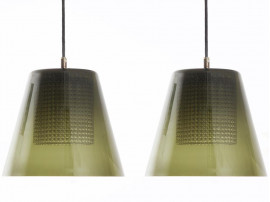 Pair of ceiling lamps in glass by Carl Fagerlund