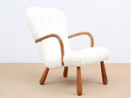 Danish modern Clam chair with hight back