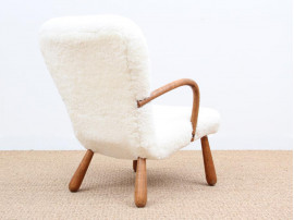 Danish modern Clam chair with hight back