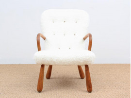 Danish modern Clam chair with hight back