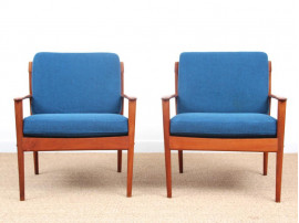 Danish modern pair of lounge chairs in teak model PJ56