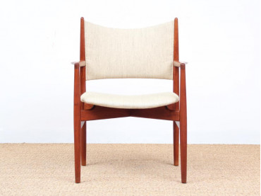 Danish mid-century pair of armrest in teck. New upholstery on demand.