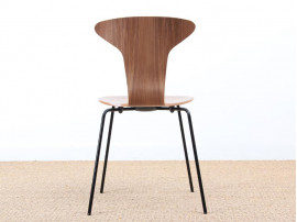 Set of 4 Munkegaard chairs in walnut by Arne Jacobsen, new releases. 