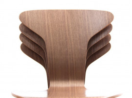 Set of 4 Munkegaard chairs in walnut by Arne Jacobsen, new releases. 