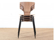 Set of 4 Munkegaard chairs in walnut by Arne Jacobsen, new releases. 