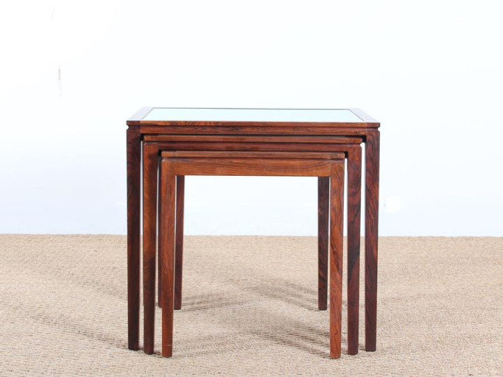 Danish mid-century modern nesting tables in Rio rosewood