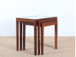 Danish mid-century modern nesting tables in Rio rosewood