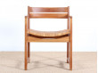 Danish mid-century modern arm chair un oak and cane