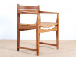 Danish mid-century modern arm chair un oak and cane