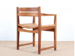 Danish mid-century modern arm chair un oak and cane