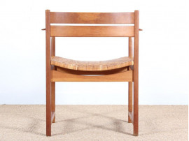 Danish mid-century modern arm chair un oak and cane