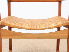 Danish mid-century modern arm chair un oak and cane