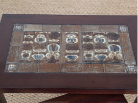 Tables gigognes scandinaves en acajou et céramique