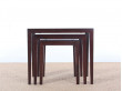 Danish mid-century modern nesting tables in mahogany and ceramic by Severin Hansen