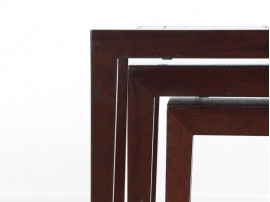 Danish mid-century modern nesting tables in mahogany and ceramic by Severin Hansen