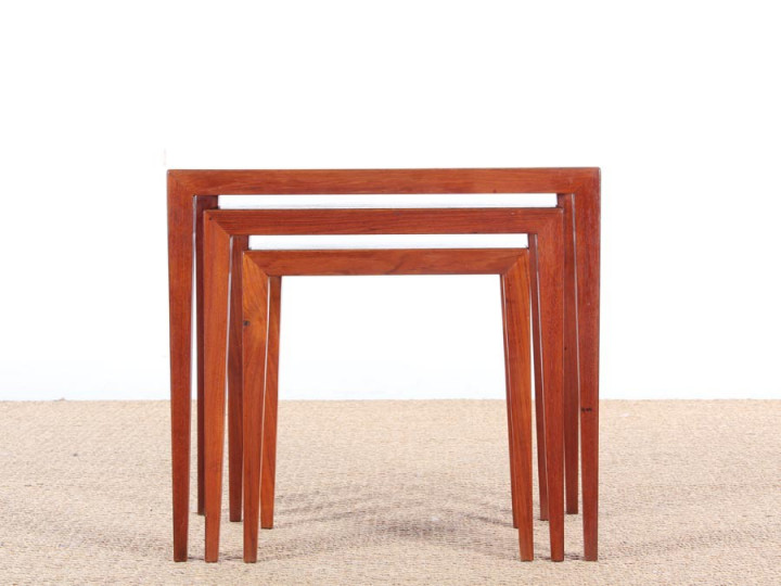 Danish mid-century modern nesting tables in teak by Severin Hansen