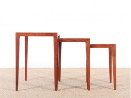 Danish mid-century modern nesting tables in teak by Severin Hansen