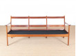 Banquette scandinave 3 places en acajou blond.