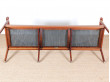 Banquette scandinave 3 places en acajou blond.