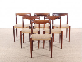 Danish mid-century modern set of 6 chairs in Rio rosewood by H. W. Klein