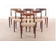 Danish mid-century modern set of 6 chairs in Rio rosewood by H. W. Klein